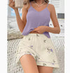 Women's Summer Floral Printed Polyester/Cotton V-Neck Sleeveless Full-Length Elastic Waist Casual Breathable Night Pajamas