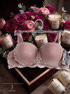 Breathable Embroidered Knitted Underwire Strapless Bra Push-Up Thin Solid Everyday Wear Rhinestone Accents Lace