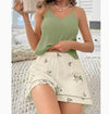 Women's Summer Floral Printed Polyester/Cotton V-Neck Sleeveless Full-Length Elastic Waist Casual Breathable Night Pajamas