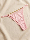 Elevate your essentials with this luxe satin and gold-chain detailed thong. ( Pack Of Four )