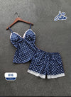 Ladies Heart Bow Two-Piece Knitted Breathable Quick Dry Spring/Summer Pajama Casual Home Wear Women's
Sleepwear Sets