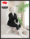 Two Hearts 2 piece silk Front Open suit