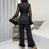 Best Selling Sexy Ladies Lace Solid ODM Pajamas Set Spandex/ Cotton Full Sleeve 2-Piece Thermal Soft V-Neck Home Summer
Autumn