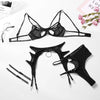 Sexy Women Black Lace Hollow Out Mesh Two Pieces Bra Set underwear