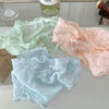 Full Floral See-through Nylon Lace Wavy Ruffle Trim Mini Bow Decor Women Underwear