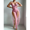 Luxury Dress Hot V-neck Sexy Hollowed Lace Backless Two Pieces Lingerie Sleepwear Dress Women