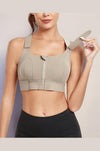 PREMIUM QUALITY FRONT CLOSURE PADDED HIGH IMPACT SPORTS BRA WITH ADJUSTABLE WAIST BAND-RUST