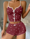 Summer Printed Breathable Soft Polyester Home Wear Set Halter Shorts Sexy Fashionable V Neck Women's
Pajamas Lingerie