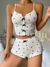 Summer Printed Breathable Soft Polyester Home Wear Set Halter Shorts Sexy Fashionable V Neck Women's
Pajamas Lingerie