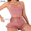 Summer Sexy Strap Women's Pajamas Ruffled Edges Casual Shorts Homewear