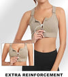 PREMIUM QUALITY FRONT CLOSURE PADDED HIGH IMPACT SPORTS BRA WITH ADJUSTABLE WAIST BAND-RUST