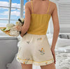Women's Summer Floral Printed Polyester/Cotton V-Neck Sleeveless Full-Length Elastic Waist Casual Breathable Night Pajamas