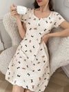 Hot Selling Soft Breathable V-Neck Short Sleeve Women Cozy Sleep Dress