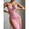 Luxury Dress Hot V-neck Sexy Hollowed Lace Backless Two Pieces Lingerie Sleepwear Dress Women