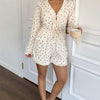 QINSI Women Ruffle Long Sleeved Shirt Shorts Ribbed Pajama Set Knit V Neck Pj 2 Pieces Heart Print Loungewear Woman