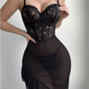 Lace Underwear
Embroidered Hollow Black Perspective Pajama Embroidery Hot Lace Trim Nightgown
