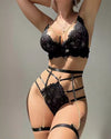 Sexy Lingerie Metal Chains Bra Briefs Sets Lace Plus Underwear Garters Erotic Woman Lingerie