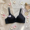 soothing mint green bra designed with sporty striped straps and a sweet floral charm for daily wear.