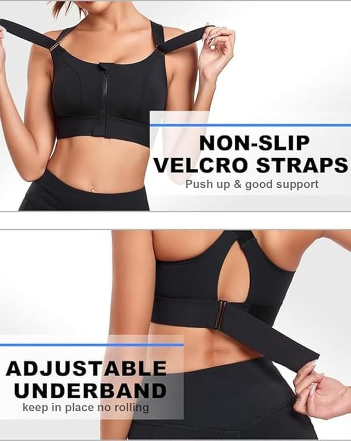 PREMIUM QUALITY FRONT CLOSURE PADDED HIGH IMPACT SPORTS BRA WITH ADJUSTABLE WAIST BAND-RUST