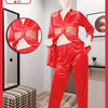 Two Hearts 2 piece silk Front Open suit